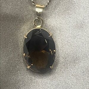 Vintage Estate Smoky Topaz and GP Pendant 15+ ct
